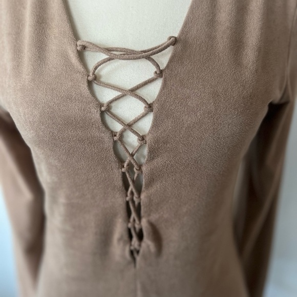 Alexander Wang Faux Suede Lace Up Bodysuit - Picture 10 of 12